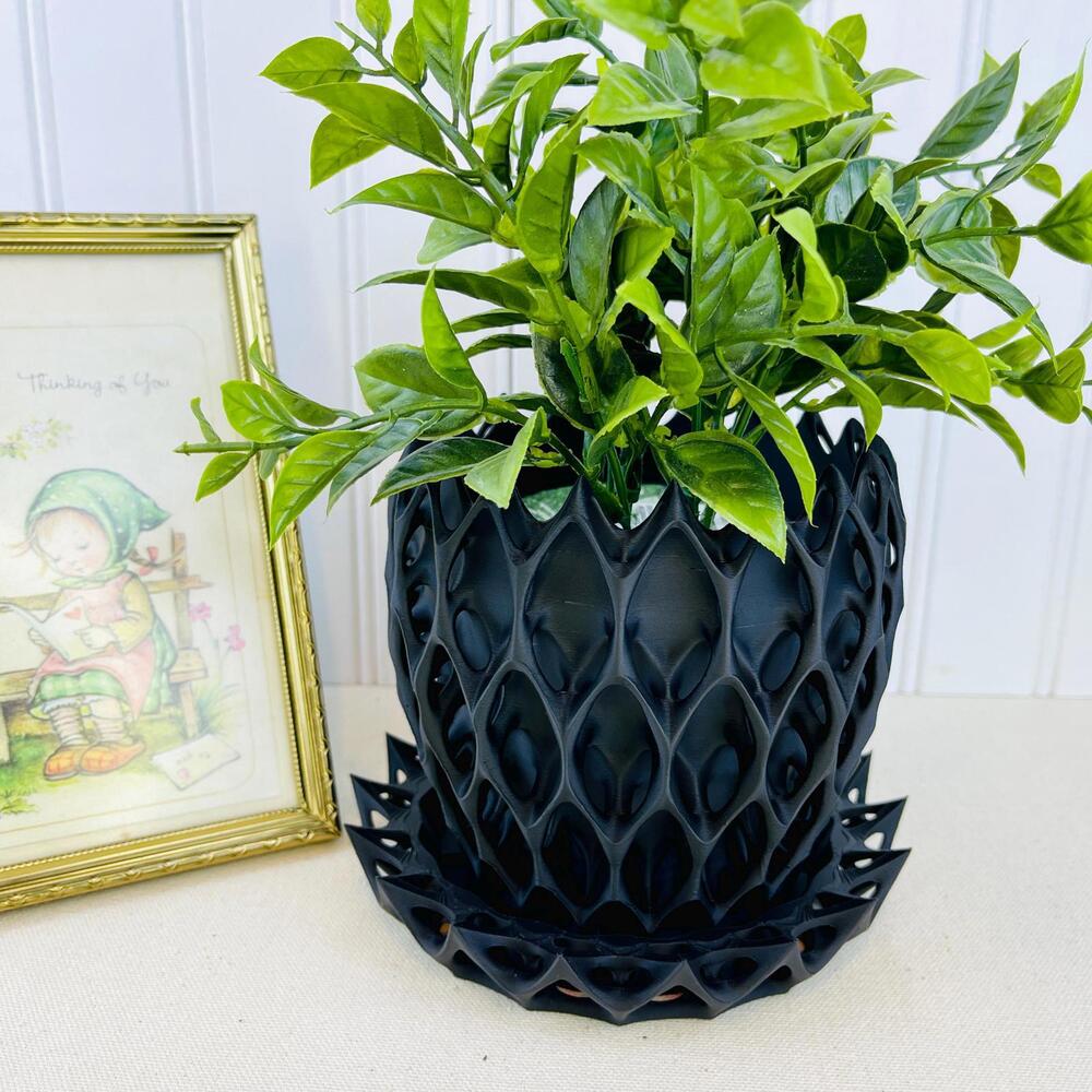 Invader Planter Pot, Small Indoor Flower Pot, Modern Planter with Saucer